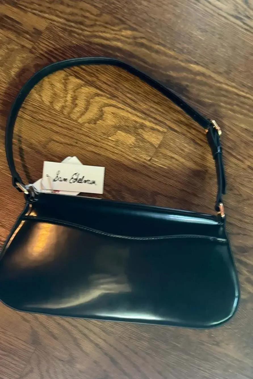 Sam Edelman Loraine Glossy Black Patent Shoulder Bag